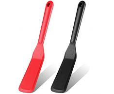2 Spatole in Silicone Spatola per Frittata Spatola per Pancake Resistente al Calore Turner Spatola da Cucina Antiaderente per Uovo Hamburger Pizza Bistecca, Rosso, Nero, 2 x 10 Pollici