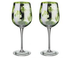 Artland - Bicchiere da vino Tropical Leaves - Set da 2 - Bicchieri da 450 ml - Design con finitura argento a specchio