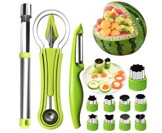 Taglia Anguria, RosyFate 14 pz Set di utensili intaglio frutta, Taglia Anguria a Palline, Paletta per Frutta, Levatorsolo per Mele, Pelapatate, Taglia Melone er Insalate di Frutta Fai Da Te