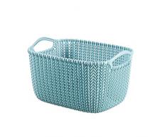 Curver KNIT S secchio in plastica rettangolare, azzurro, 30x22x17cm con manici, EF505935