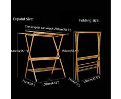 Stendino Appendiabiti a Stelo a X in Alluminio Pieghevole a Pavimento for Balcone Interno ed Esterno Appendiabiti a Doppio palo stendibiancheria (Color : Gold)