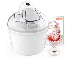 Gelatiera 1,5 L Macchina per Gelato con Bocca Coperchio Trasparente Pronto in 30 min 12W Macchina Gelato per Sorbetti Frozen Yogurt e Gelato Artigianale
