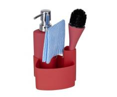 Wenko 3620121100 Set lavare piatti Empire Rosso - con spazzola, 0.25 L, Cercamica Soft-Touch (tocco delicato), 11 x 19 x 12.5 cm, Rosso