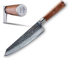 Sëtiga coltello Damasco Coltello da cucina con lama in acciaio Damasco estremamente affilata di 20,5 cm dal Giappone I Kiritsuke coltello da cuoco in vero acciaio Damasco giapponese