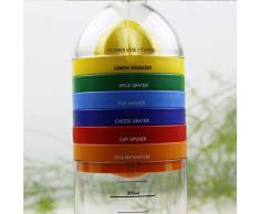 Locisne 8 in 1 Utensile da cucina, multifunzione in plastica Funzione bottiglia Utensili da cucina Gadget (imbuto, spremiagrumi, spezie per grattugia, separatore per uova, misurazione, apriscatole)