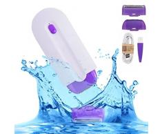 SANDALFON Mini Epilatore Senza Fili Rasoio Femminile Trimmer Capelli Luminosi Sicura e Morbida Pelle Depilazione Macchina Portatile Multifunzionale Remover Ricaricabile 2 in 1