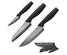 SILBERTHAL Set coltelli ceramica cucina professionali | Coltelli ceramica Nera | Coltelli ceramica con coprilama e manici ergonomici
