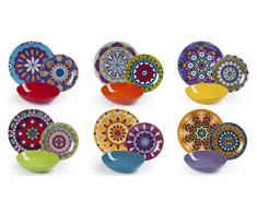 Excelsa Mandala Etno Servizio Piatti 18 Pezzi, Porcellana, Multicolore
