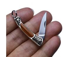 JPCRMOV Mini Coltello Pieghevole con Anello Portachiavi Peso 9g, Super Leggero Coltellino Tascabile, Allaperto Campeggio Coltello Edc Materiale lama Acciaio X50CR15MoV (Legno di Sandalo)