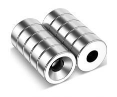 MIN CI Calamite Potenti Magnete Circolare con Foro Svasato,Calamita Neodimio 8x3mm M3 Piccole Magneti Forati Vite Rondelle Base per Frigorifero Rotonde 10pezzi