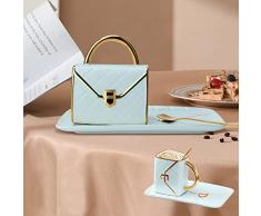 Uennm Tazze da tè in Ceramica con piattini e cucchiai, Tazza da caffè Espresso, Borsetta, Tazze da caffè Espresso, Set da caffè in Porcellana, Tazza in Porcellana per caffè, caffè Freddo, 310 ml