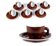 Gicos Set 6 TAZZINE con PIATTINO Colore Marrone 88ML