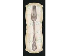 Immagine su TELA ROLLATA Forchetta Francese Tillmon Avery - Cucina verticale Arte stampa framedware posate utensili crema parole kit francese Tela fine art 26_X_10_in