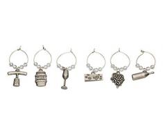 Kitchen Craft Bar Craft - Set di 6 segna Bicchieri Decorativi, sul Tema del Vino