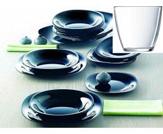 servizio piatti x 12 persone 48 pezzi carine nero luminarc con 12 bicchieri omaggio