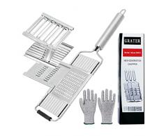 Affettatrice multiuso per verdure, grattugia per formaggio e verdure in acciaio inossidabile con 4 lame regolabili, taglierina per grattugiare grattugia affettatrice utensile da cucina per verdure