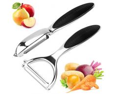 Pela Verdure Pela Patate in Acciaio Inox, 2 Pezzi Pela Verdure con Lama Affilata, Peeler Frutta e Verdura per Cucina