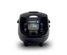 Reishunger Mini Cuociriso Digitale - Vaporiera Multifunzione Nero Fino a 3 Persone con 8 Programmi, Tecnologia a 7 Fasi, 0.6L, Con Display LED e Funzione di Mantenimento del Caldo