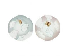 THUN - Set 2 Piattini da Dessert - Donna, Bijoux - Idea Regalo - Linea Pioggia di Colori - Porcellana - 21x20x1,5 cm h