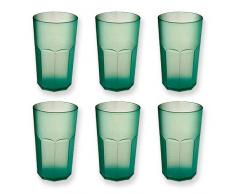 Cartaffini - Bicchiere Cocktail in policarbonato - Set 6 Pezzi. capacità 48 cl, Forma Ottagonale - Colore: Verde