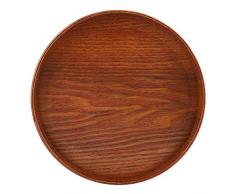 Vassoio Rotondo Vassoio da Portata di Servizio in Legno Vassoio Antiscivolo Piatti Pizza Vassoio Rotondo Vassoio Aperitivo Piatti per Alimenti da Tè Acqua Drink Platter