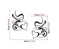 Dosige Doppia tazza di caffè Decalcomanie da muro Deco fai da te Wallsticker Wall Sticker removibile Adesivi murali Sticker murale Decorazione murale Wall Art 1 pezzo
