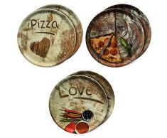 Set di 6 piatti da pizza MamboCat, diametro 33,3 cm, grandi piatti in porcellana per servire pizza e piatti simili o per presentare salumi e formaggi.