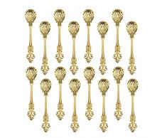 TagIo Cucchiaini da Caffè Modello Vintage da 16 Pezzi, Cucchiaio Vintage Demitasse da 4,5 Pollici per Espresso, Tè, Dessert, Condimenti (Dorato)