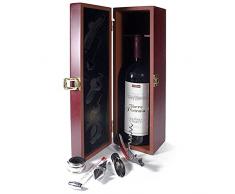 Elegante set regalo per vino con scatola in legno per vino e cavatappi