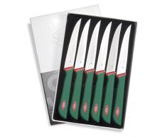 Sanelli Premana Professional Confezione Coltelli Costata, Acciaio Inossidabile, Verde/Rosso, 25.5x15.5x2.0 cm, 6 unità