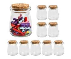 10 Pezzi Barattoli di Budino Vasetti di Vetro con Coperchi in Sughero, 100ml Bottigliette Bottiglie Vetro con Tappo Sughero, Barattolini Porta Spezie in Vetro per Matrimoni Feste Alimenti Marmellata