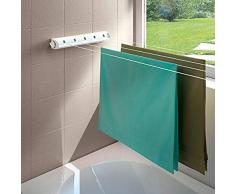 SAIF - Stendibiancheria a scomparsa a 5 linee (18 metri), per bucato, montaggio a parete, stendibiancheria da giardino, per interni o esterni, ideale per piccoli spazi