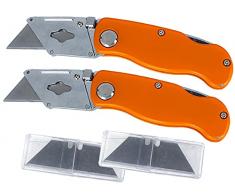 LEDLUX 2 Kit Taglierino Pieghevole Professionale, Coltello Multiuso Tascabile, Con 10 Lame 18mm Forma T SK5