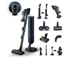 Samsung VS20A95973B/WA BESPOKE Jet Pro Extra - Aspirapolvere senza fili, Clean Station, Potenza 210W, Fino a 120 min di autonomia, Nero (Black Chrometal)/Blu Scuro (Midnight Blue)
