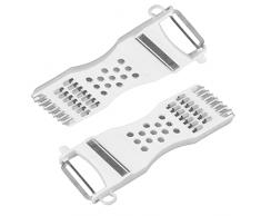 2PCS Pelapatate, 17.5cm/6.9in Grattugia per Verdure Julienne in Acciaio Inox Cucina Multifunzione Frutta Verdura Grattugia Affettatrice Pelapatate Trituratore