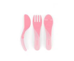 Twistshake Set di Posate per Bambini con manici corti, 6+ Mesi, Rosa