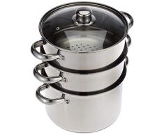 Kitchen Craft KCCVSTEAM22 Pentola a pressione e due inserti vapore profonde, acciaio INOX, 22 cm