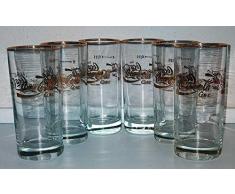 Vetro / Bicchieri / Retro / Vintage / anni 80 / 6 x 0,2 litri / scritta dorata / Coca-Cola