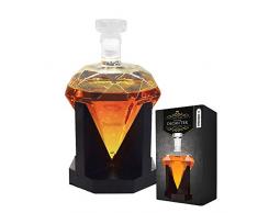 MikaMax - Diamond Decanter - Caraffa di Whisky - Decanter Diamantato per Liquore - Decanter di Vetro - 850 ML - 14 x 14 x 24 cm - Fatto a Mano - Set Regalo di Whiskey