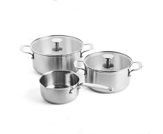 KitchenAid Stainless Steel Set di Pentole Antiaderenti in Acciaio Inox con Coperchio, Adatte a Tutti i Tipi di Fornelli, Induzione, Forno e Lavastoviglie, 20/24 cm + Pentolino 16 cm/1,5 L, 5 pezzi