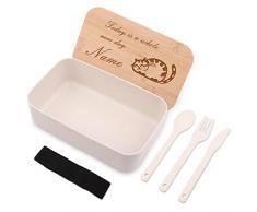 OXYEFEI Lunch Box Personalizzata, 20 Disegni Originali e Incisione Nome, Porta Pranzo Ermetico con Posate, 1 Scomparti - Pasti A Ufficio /A Lavoro - Microonde e Lavastoviglie - LunchBox Senza BPA