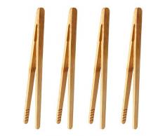 Feli546Bruce Pinze da cucina per barbecue e barbecue, 4 pezzi in bambù per cibo clip tostapane insalata torta pinzetta pinza da cucina resistente al calore barbecue cottura pinze cibo