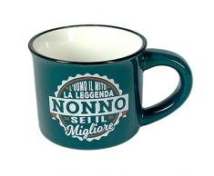 Clearco TAZZINA DA CAFFE PERSONALIZZATA CON PIATTINO - NONNO, LUOMO IL MITO.