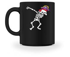 Dabbing - Tazza con scheletro pirata, per donna, uomo, bambini, design semplice e divertente Nero M