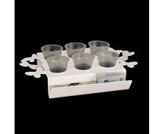 ARTI E MESTIERI - Vassoio Butterfly Farfalla per Tazzine Caffé in Metallo Bianco - 30Lx20Px7H cm