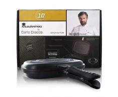 MasterPro by Carlo Cracco | Padella Doppia Antiaderente con Effetto Fornetto | Dimensioni 24,5 x 32 x 7 cm | Fabbricata in Allumino Fuso | Utensile di Cucina | Per Tutti i Piani Cottura