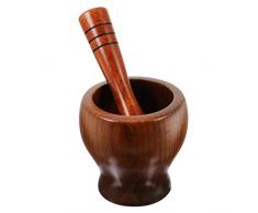 Cabilock Mortaio E Pestello Set Legno Aglio Zenzero Spezie Mortaio Manuale Mortaio Pestello Set Macinazione Spezie Frantoio Ciotola Utensile da Cucina