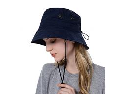 Tonsee Accessoire Cappello da Sole da Donna Cappello da Spiaggia con Protezione a Larga Cappello a Secchiello Regolabile Cappelli Estivi Cappellini Cucina (Navy, One Size)