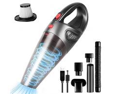 URAQT Aspirabriciole Senza Fili, 12V 120W 8500pA Aspirapolvere per Auto Senza Fili, 30 Minuti di Lavoro, Aspirabriciole Potente USB Ricaricabile per Casa/Auto/Ufficio