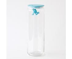 Alessi AMDR08 AZ Gianni a Little Man Holding On Tight Barattolo Ermetico in Vetro con Coperchio in Resina Termoplastica, Azzurro